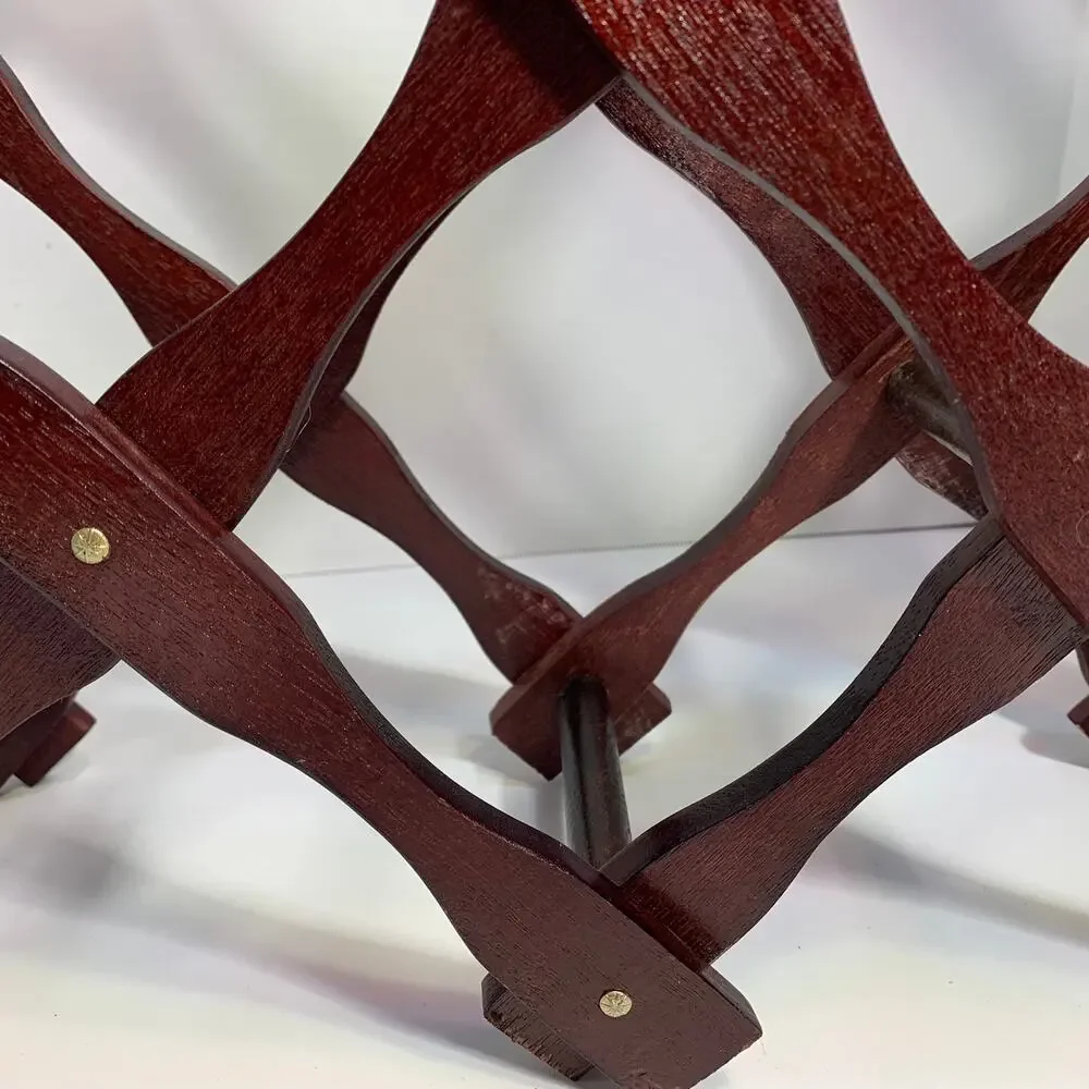 Vintage MCM Wooden Sculpted Foldable Wine Rack Made By APEX ~ Has APEX Label!!